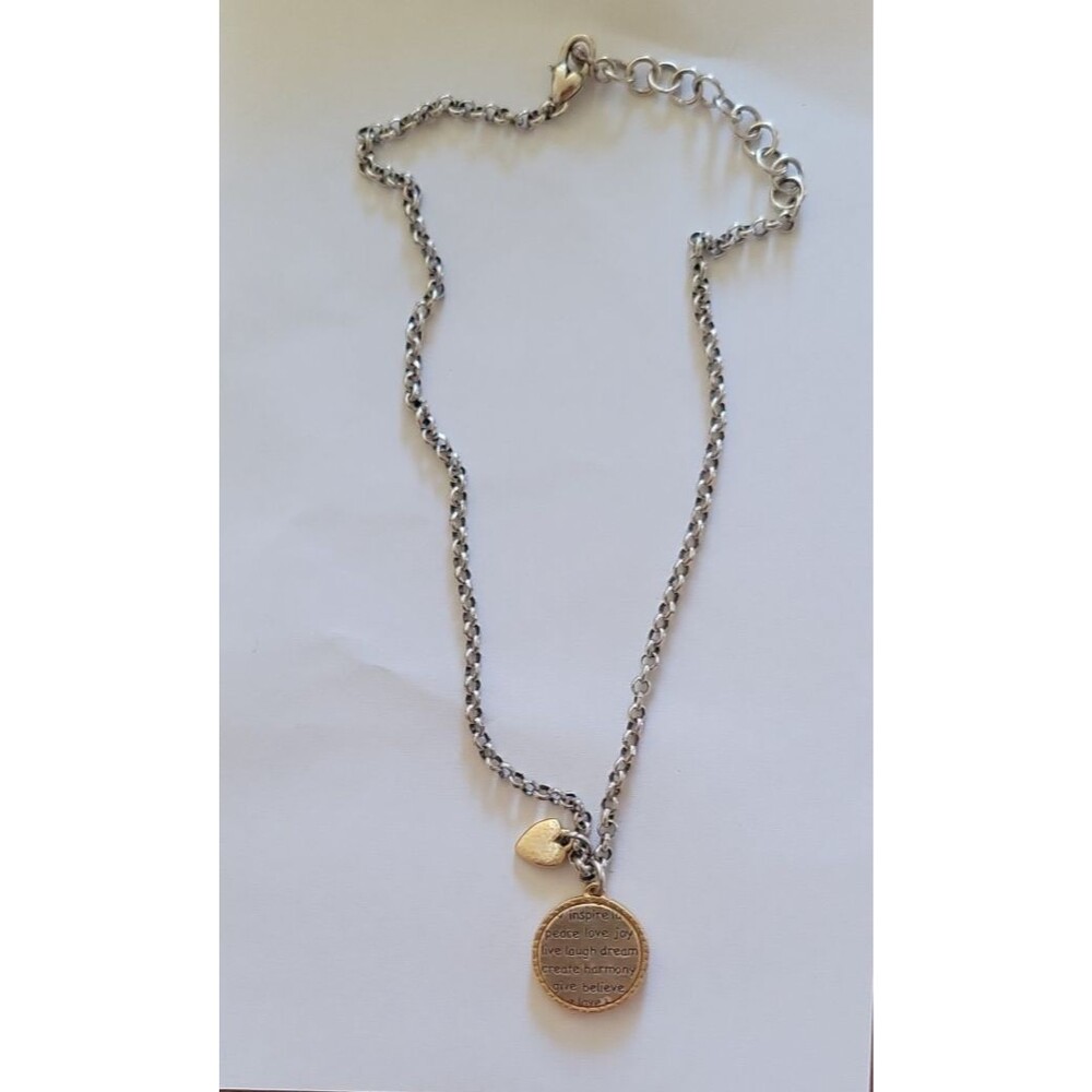 Brighton inspirational love joy peace round dual tone charm pendant with bag